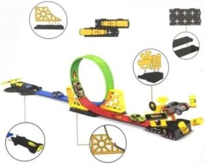 360 Degree Spin Race Track with Car Toy Set & Launcher - Powerful Inertia Powered Car Racing Track Toy Set for Kids