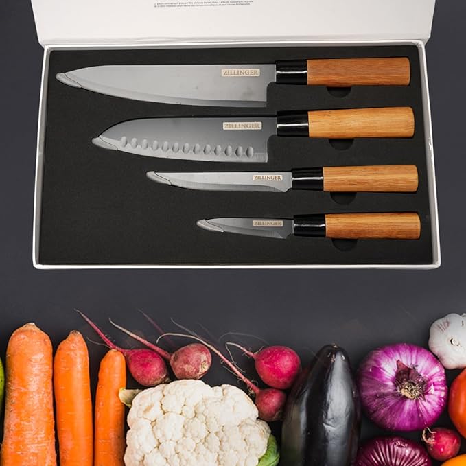 4Pcs Japanese Zillinger Knife Set - Image 4