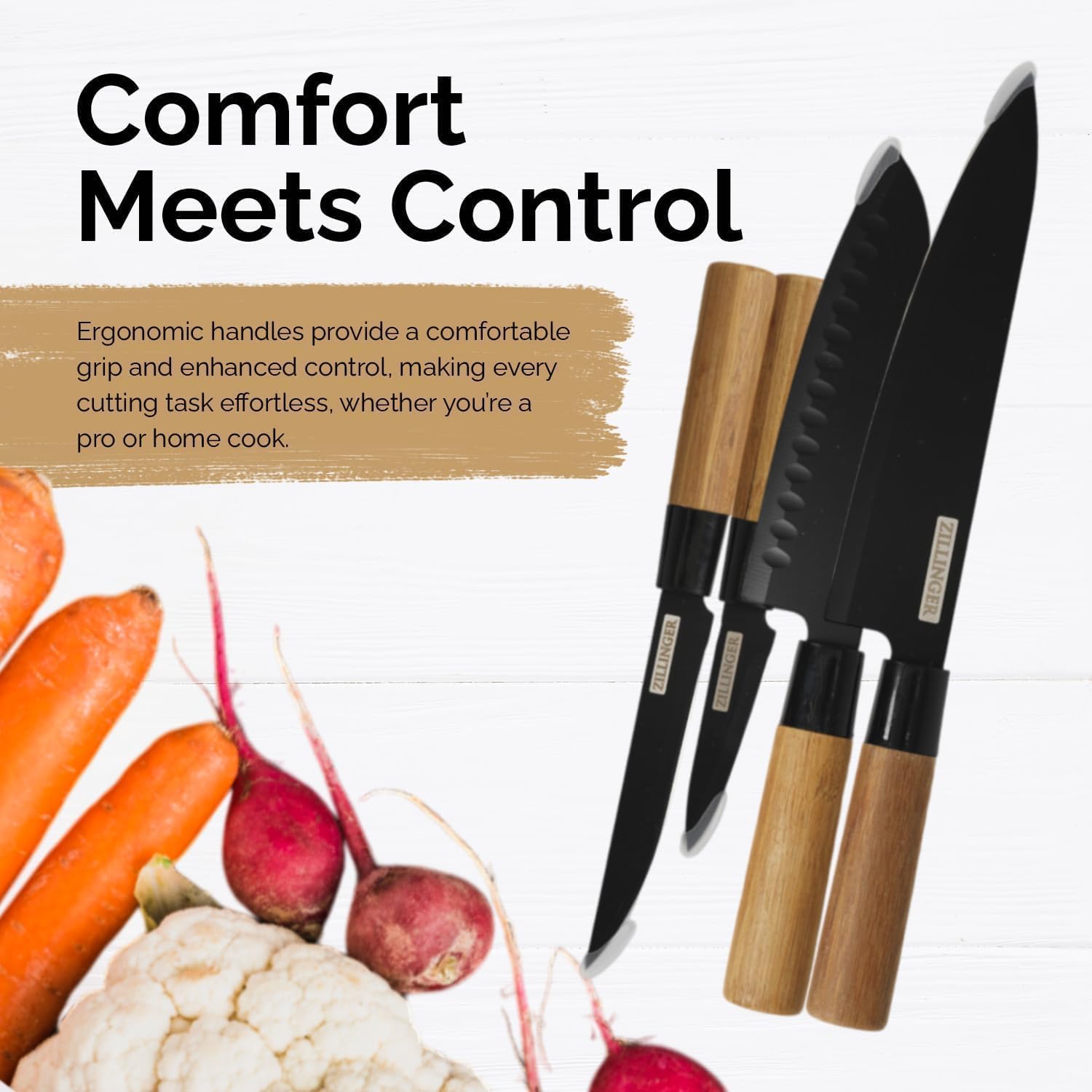 4Pcs Japanese Zillinger Knife Set - Image 5